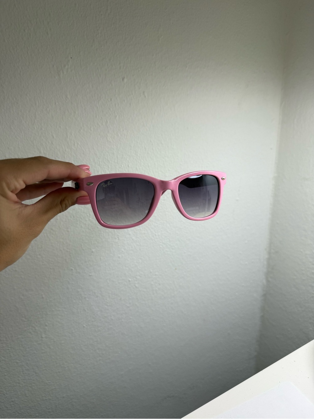 Ray-Ban Kids Pink Frame Sunglasses with Gradient Smoke Lenses
